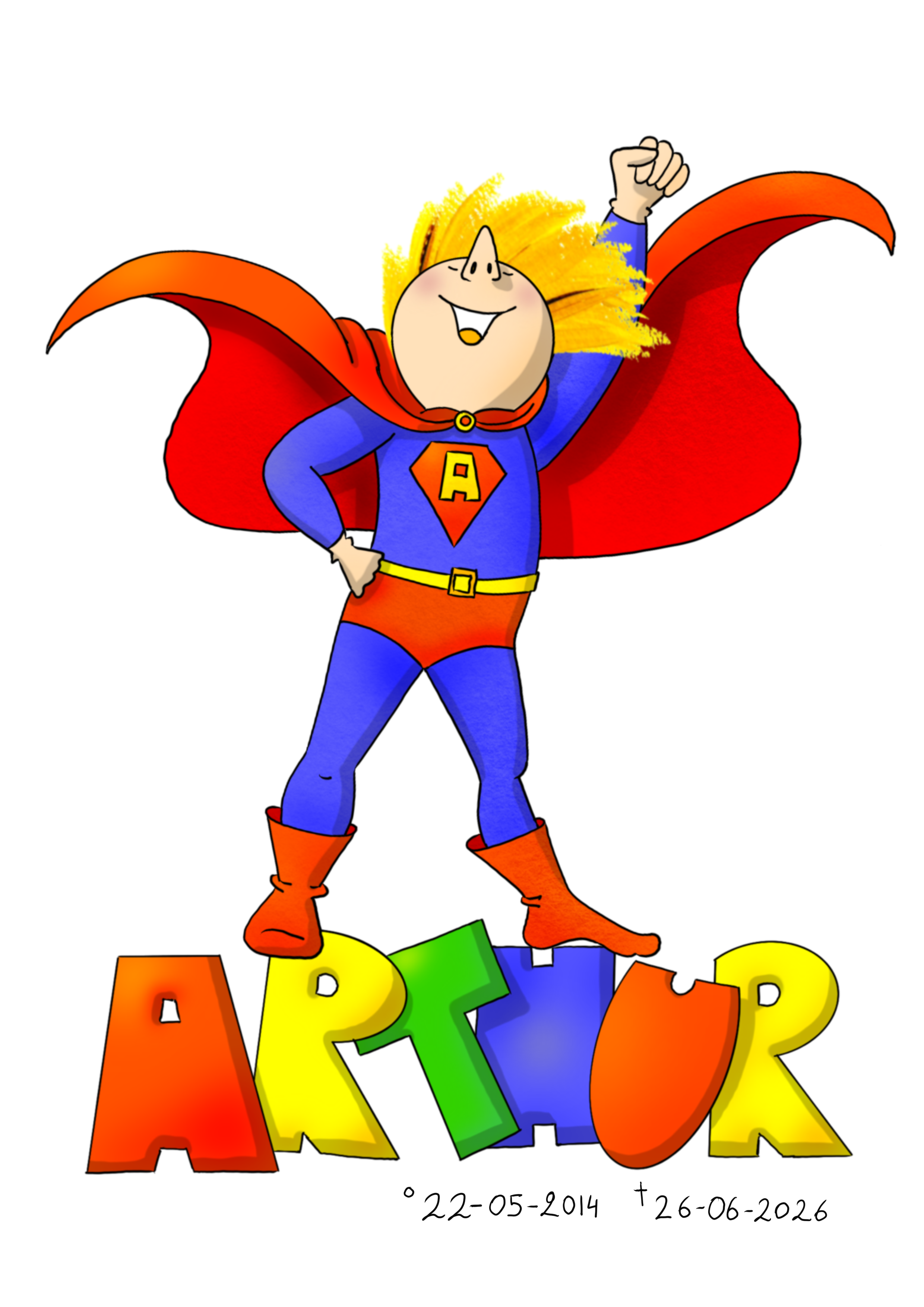 Arthur, getekend als superheld
